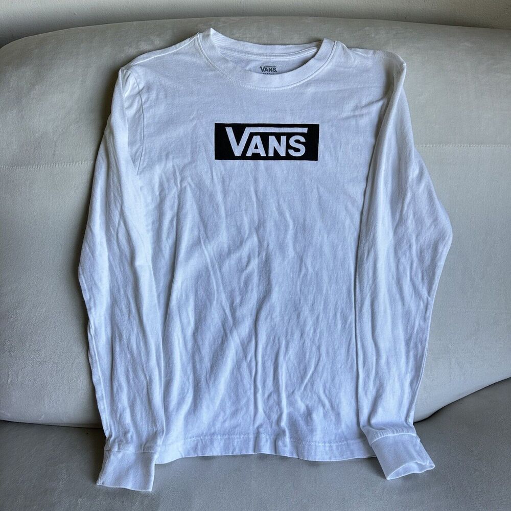 Vans Men’s Classic Fit Cotton Long Sleeve T-Shirt White Size S B24